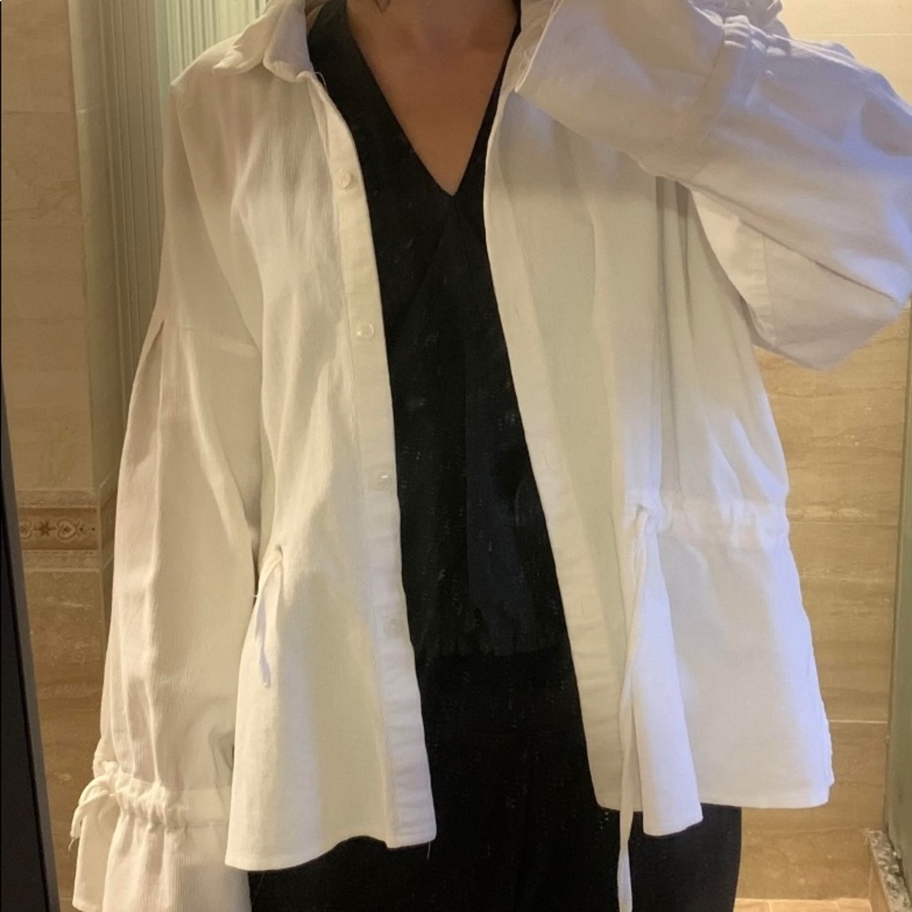 KOREAN BRAND WHITE CORDUROY JACKET TOP